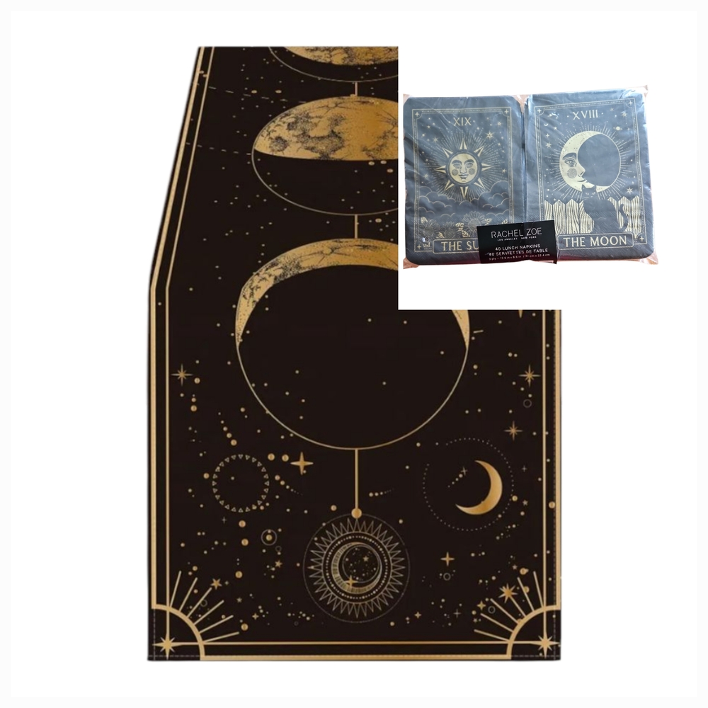 Moon Phases Table Runner& Tarot Napkins
